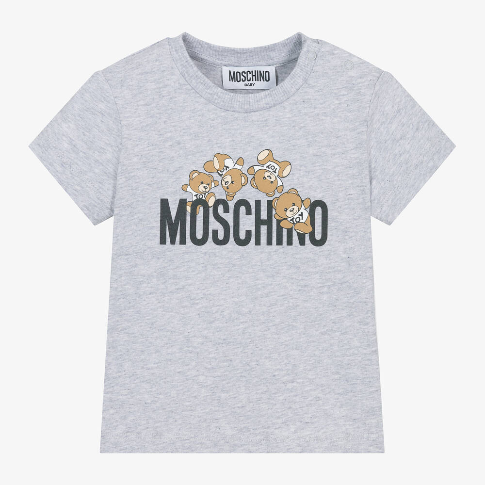 Moschino Baby - Grey Cotton Teddy Bear T-Shirt | Childrensalon