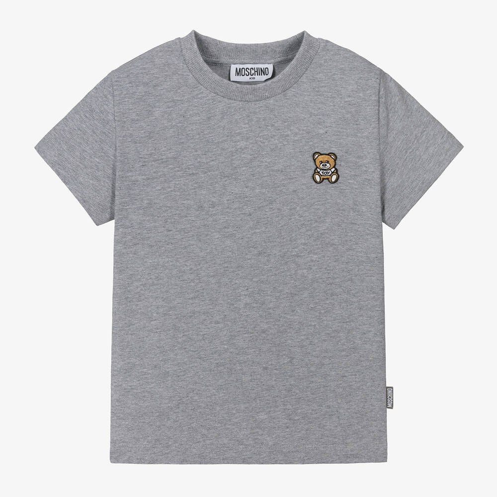 Moschino Kid-Teen - Grey Cotton Teddy Bear T-Shirt | Childrensalon