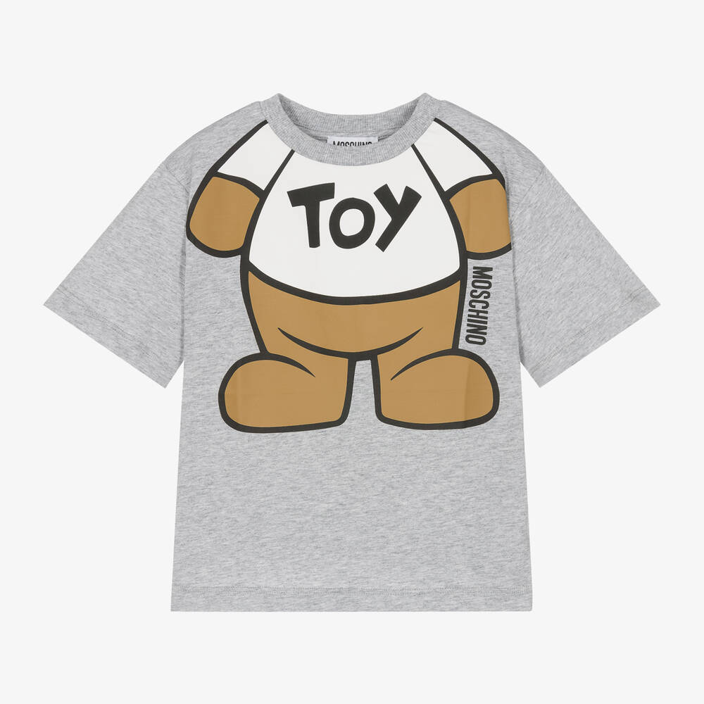 Moschino Kid-Teen - Grey Marl Cotton Teddy Bear T-Shirt | Childrensalon