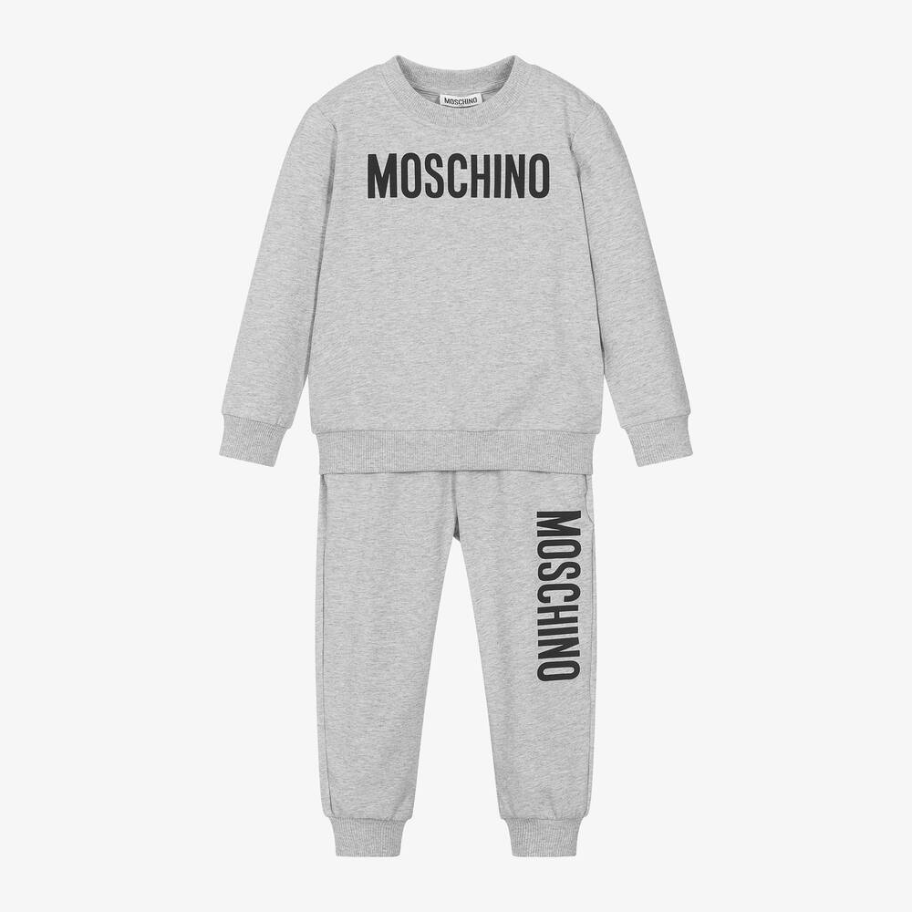 Moschino Kid-Teen - Grey Marl Cotton Tracksuit | Childrensalon