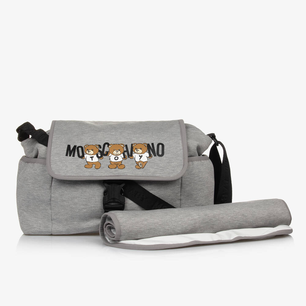 Moschino Baby - Grey Teddy Bear Logo Changing Bag (30cm) | Childrensalon