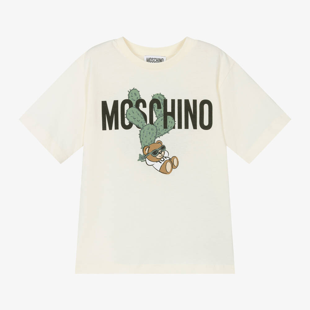 Moschino Kid-Teen - تيشيرت أوفرسايز قطن لون عاجي للأطفال | Childrensalon