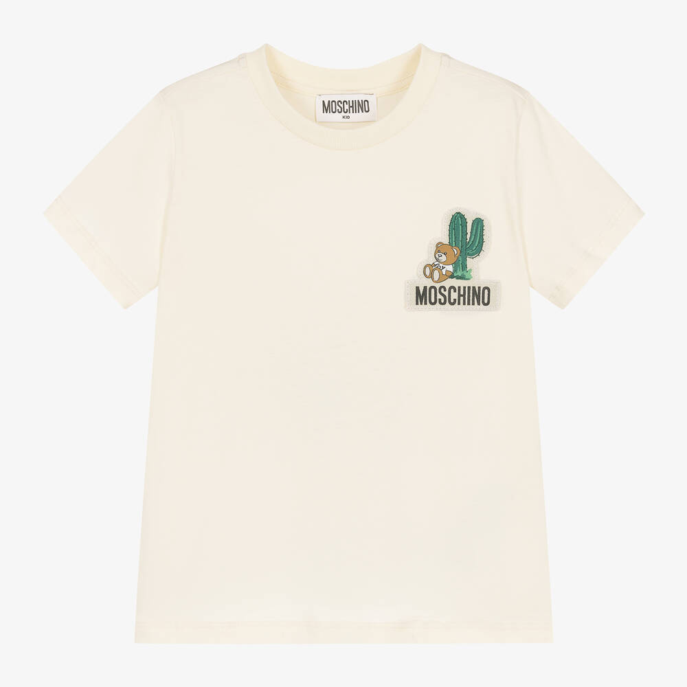 Moschino Kid-teen Ivory Cactus & Teddy Bear Cotton T-shirt