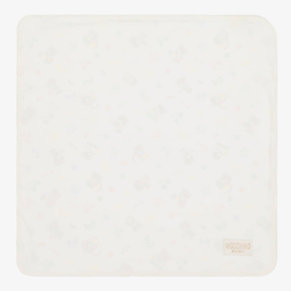 Moschino Baby - Ivory Cotton Baby Blanket (70cm) | Childrensalon