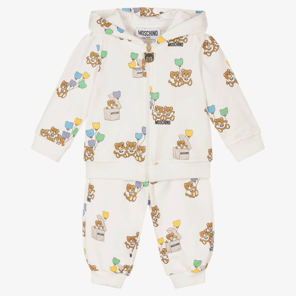 Moschino Baby Babies' Ivory Cotton Teddy Bear Balloon Tracksuit