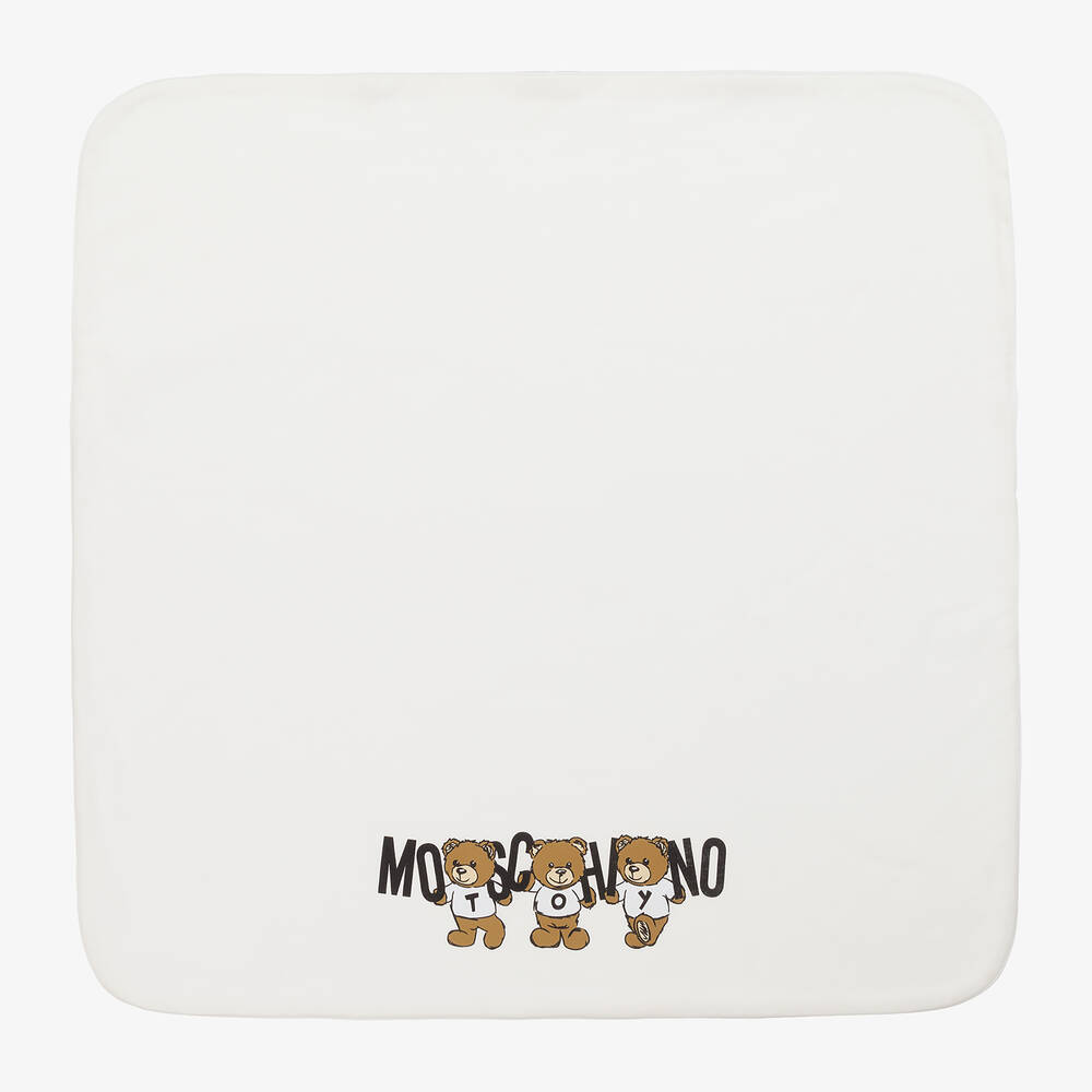 Moschino Baby - Ivory Cotton Teddy Bear Blanket (70cm) | Childrensalon