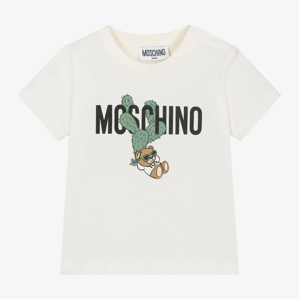 Moschino Baby - Ivory Cotton Teddy Bear Cactus T-Shirt | Childrensalon