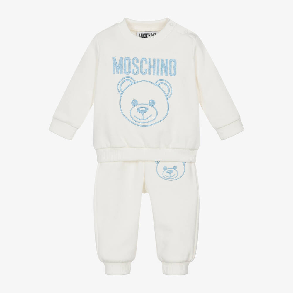 Moschino Baby - Ivory Cotton Teddy Bear Logo Tracksuit | Childrensalon