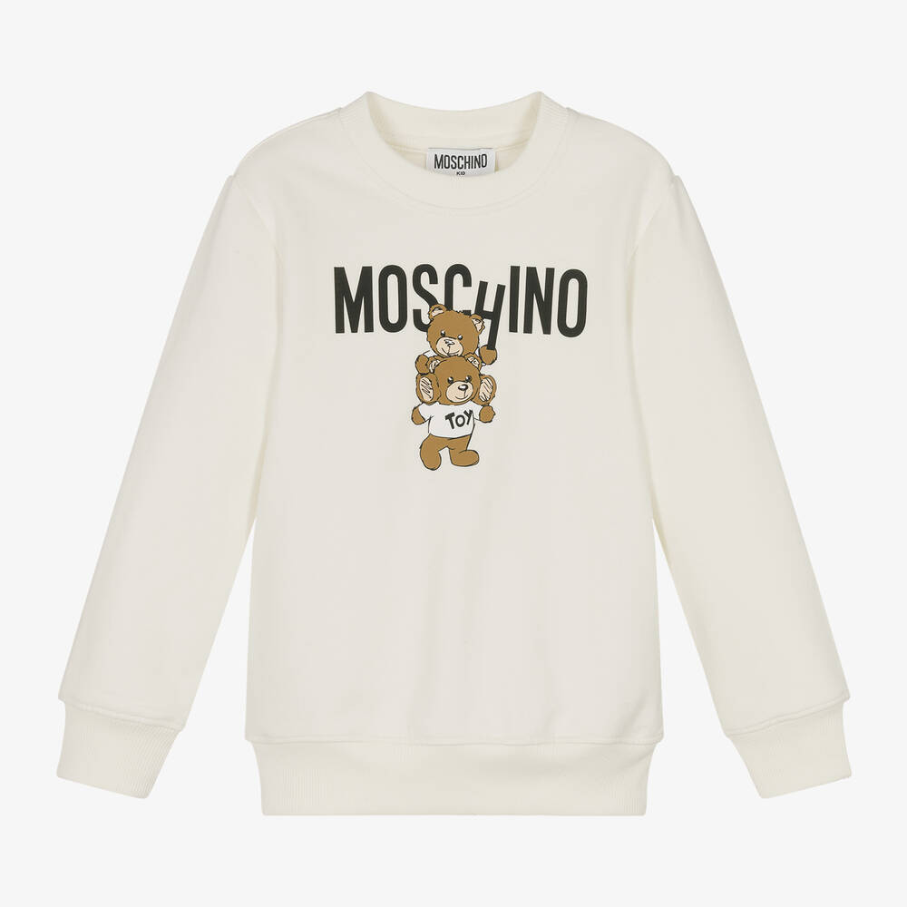 Moschino Kid-Teen - سويتشيرت بطبعة الدب تيدي قطن لون عاجي | Childrensalon