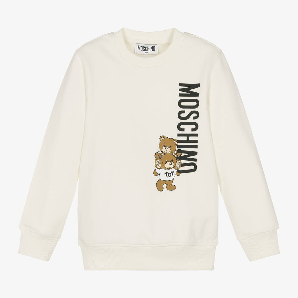 Moschino Kid-Teen - سويتشيرت بطبعة الدب تيدي قطن لون عاجي | Childrensalon