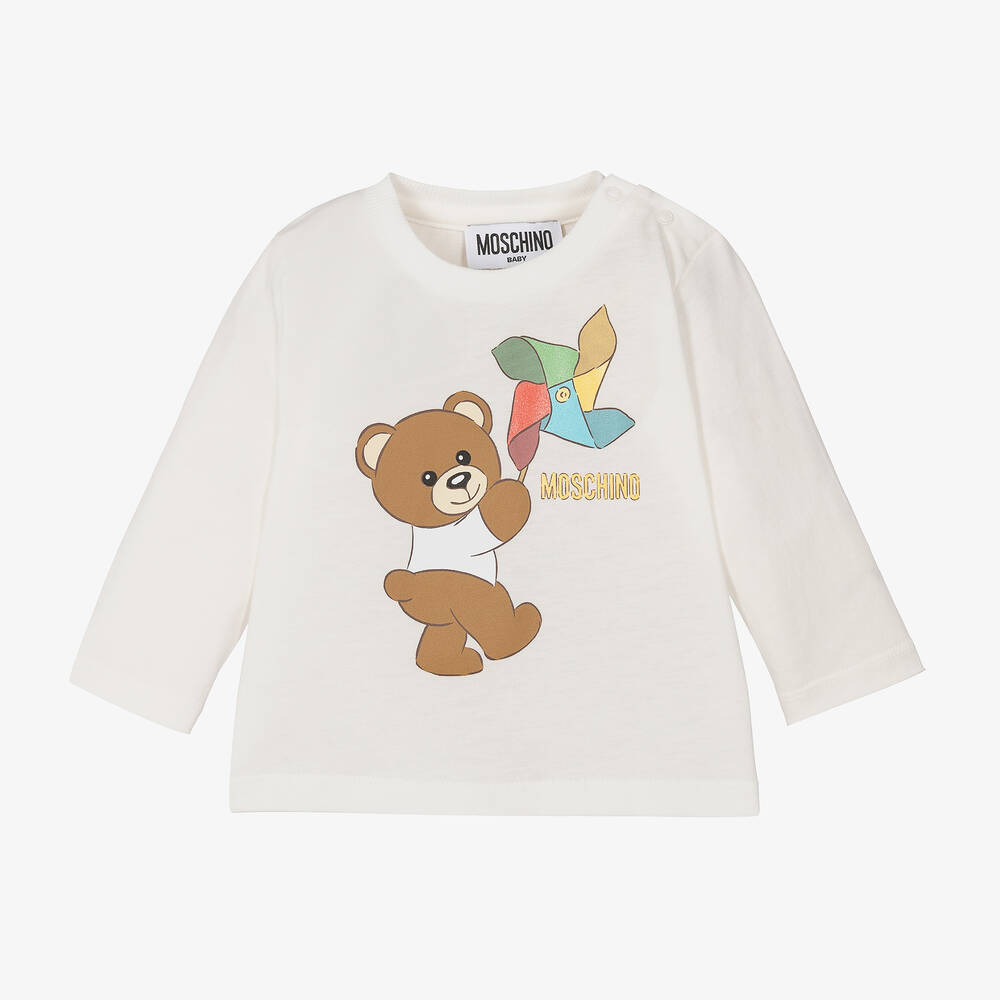 Moschino Baby - Ivory Cotton Teddy Bear Top | Childrensalon