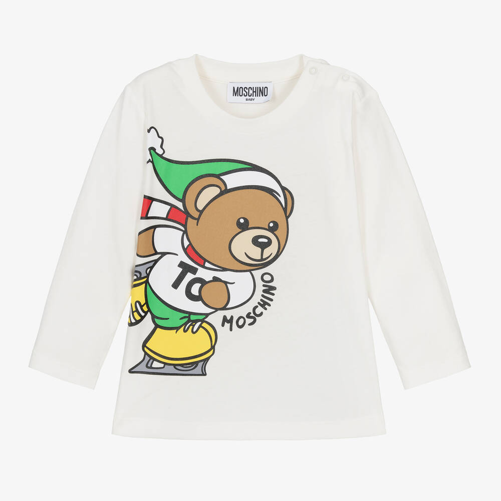 Moschino Baby - Ivory Cotton Teddy Bear Top | Childrensalon