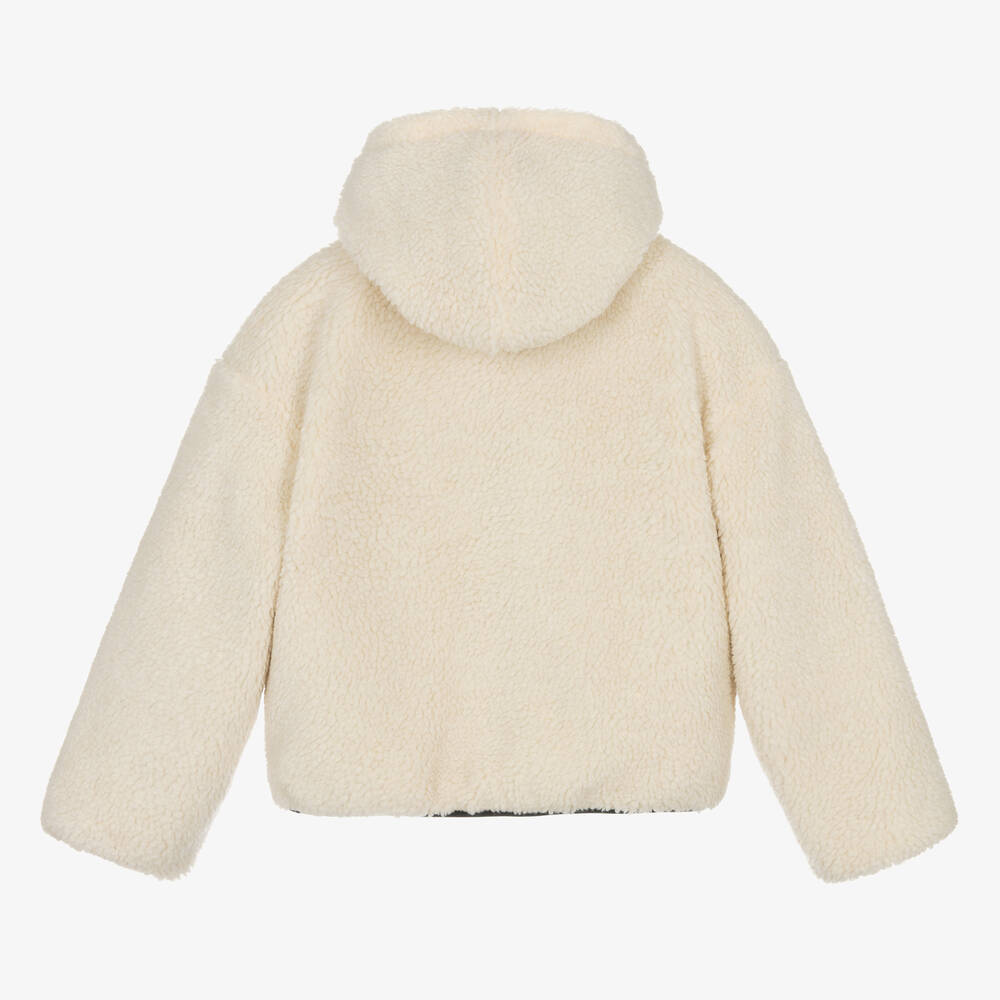 Moschino Kid-Teen - Ivory Sherpa Fleece Jacket | Childrensalon