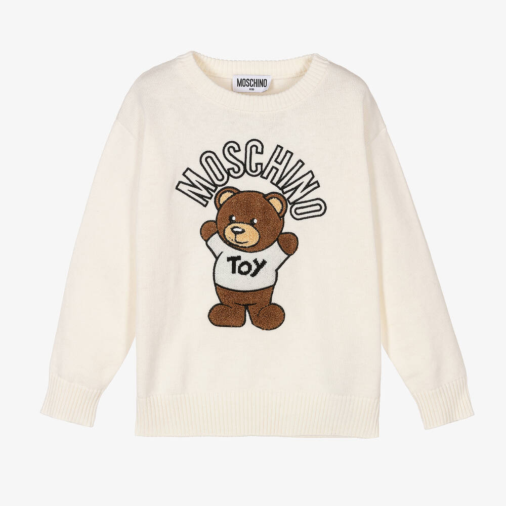 Moschino Kid-Teen - Pull ivoire en laine Teddy Bear | Childrensalon