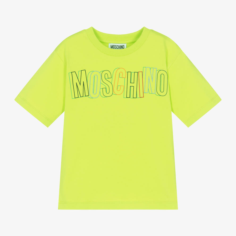 Moschino Kid-Teen - تيشيرت قطن جيرسي لون أخضر ليموني | Childrensalon