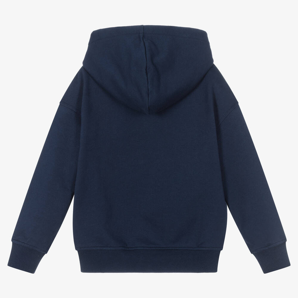 Moschino Kid-Teen - Navy Blue Cotton Logo Hoodie | Childrensalon