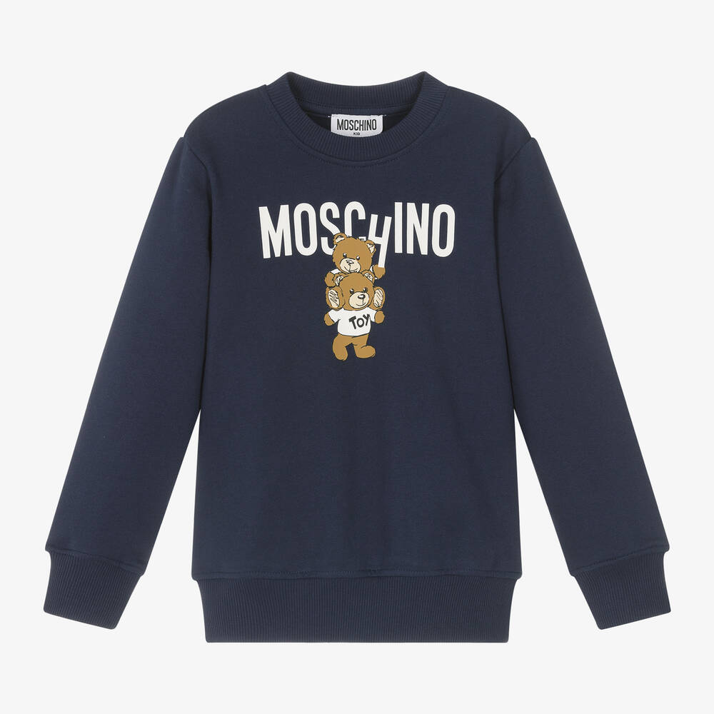 Moschino Kid-Teen - Navy Blue Cotton Teddy Bear Sweatshirt | Childrensalon