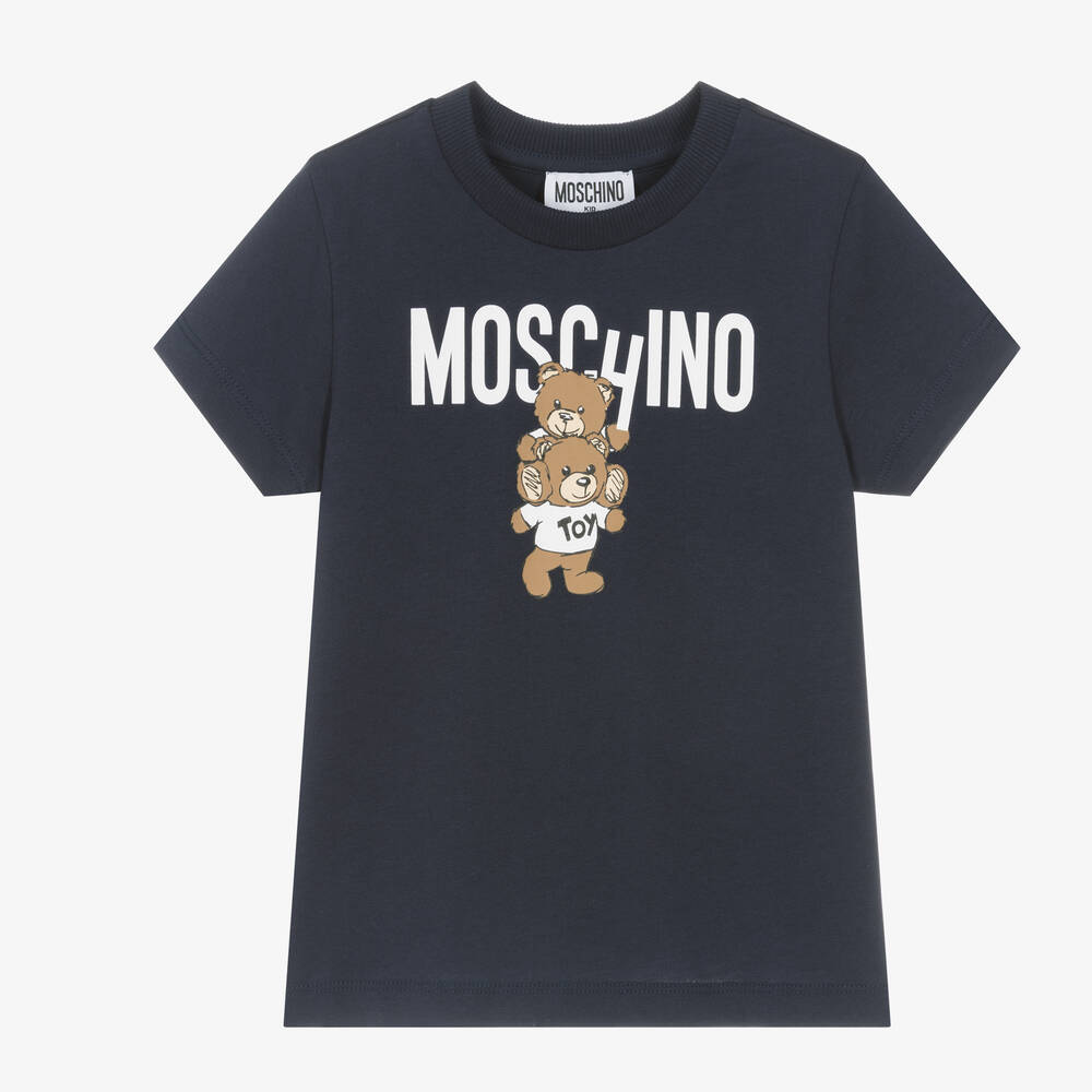 Moschino Kid-Teen - Navy Blue Cotton Teddy Bear T-Shirt | Childrensalon