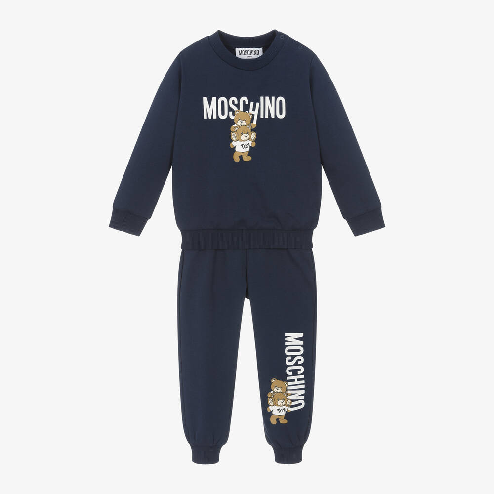 Moschino Baby - Navy Blue Cotton Teddy Bear Tracksuit | Childrensalon