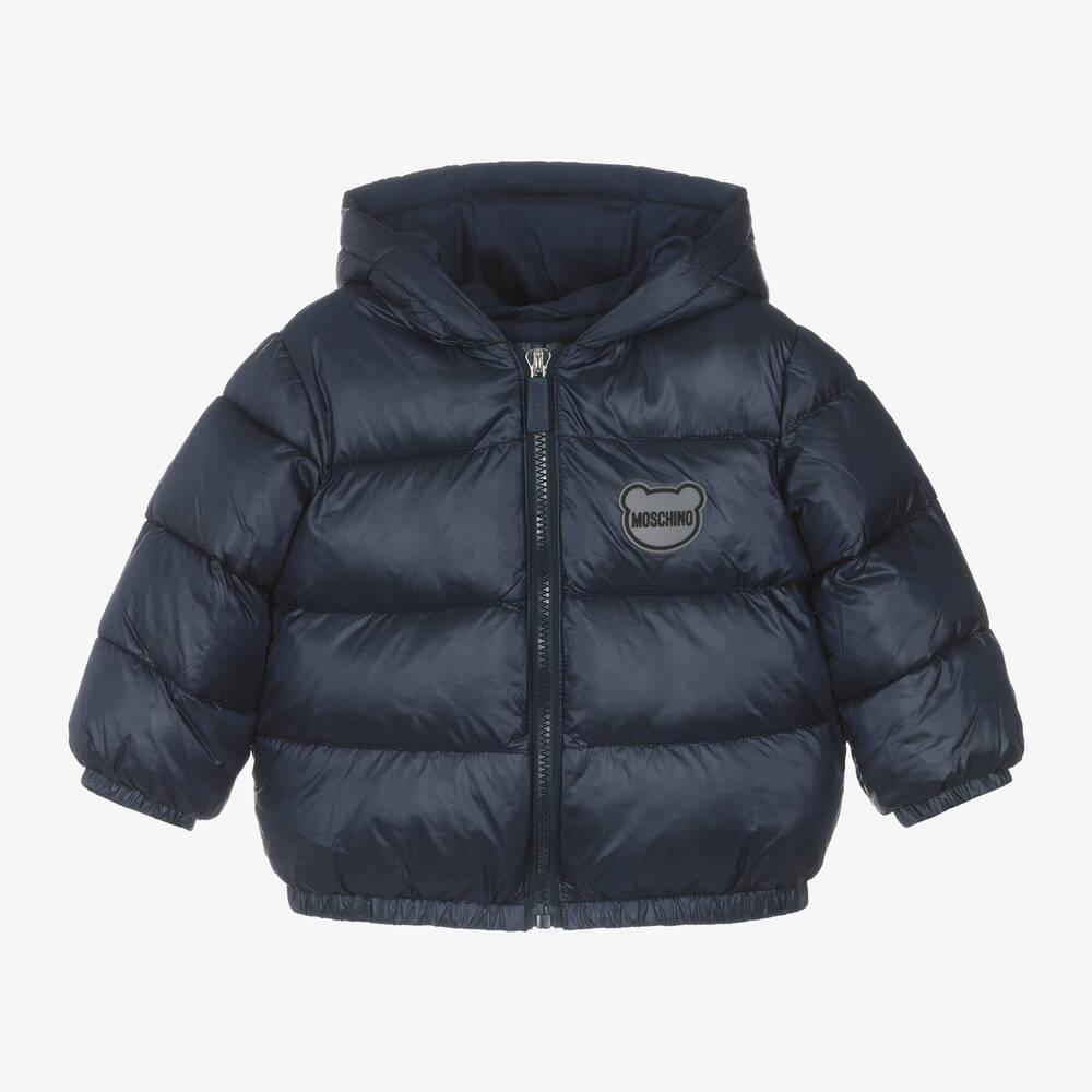 Moschino Baby - Navy Blue Hooded Puffer Jacket | Childrensalon