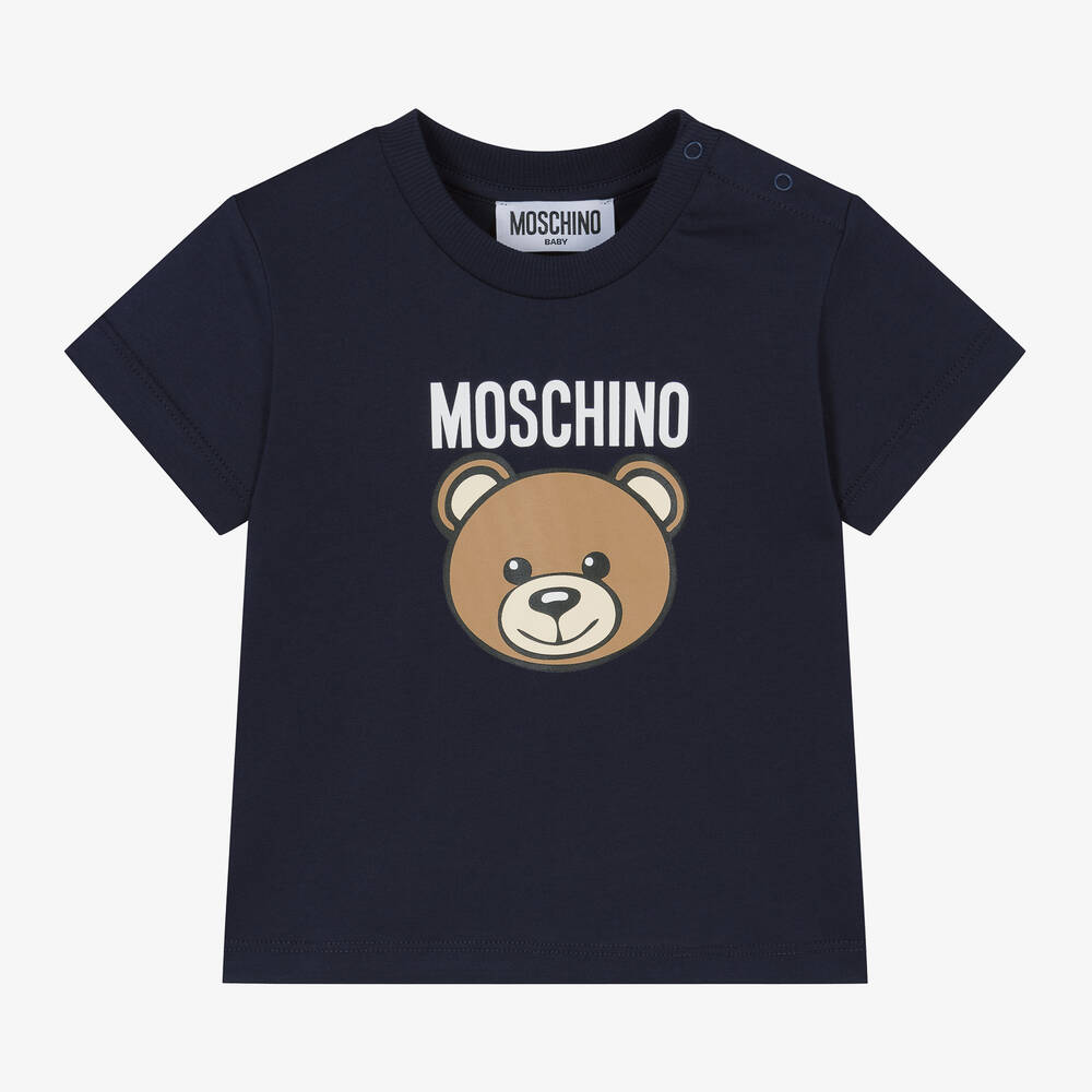 Moschino Baby Babies' Navy Blue Teddy Bear Cotton T-shirt