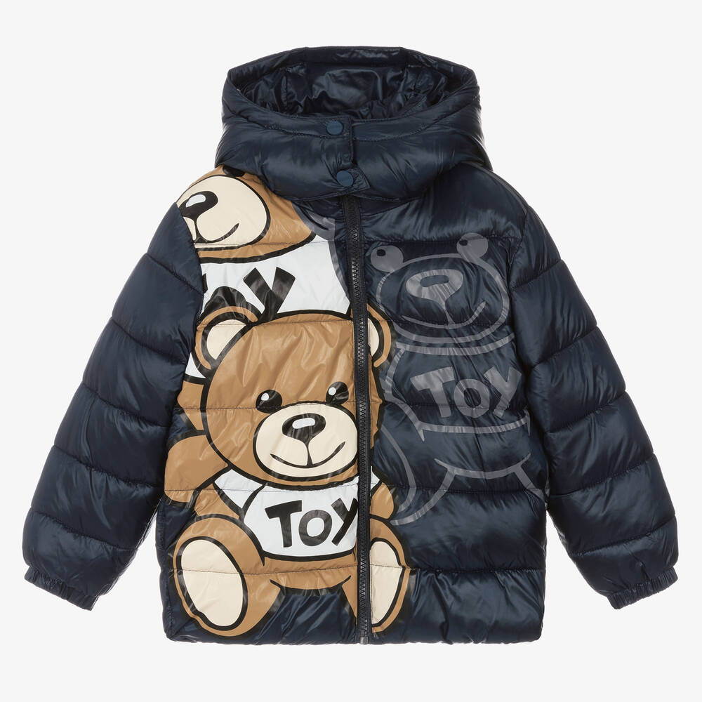 Moschino Kid-teen Navy Blue Teddy Bear Puffer Jacket