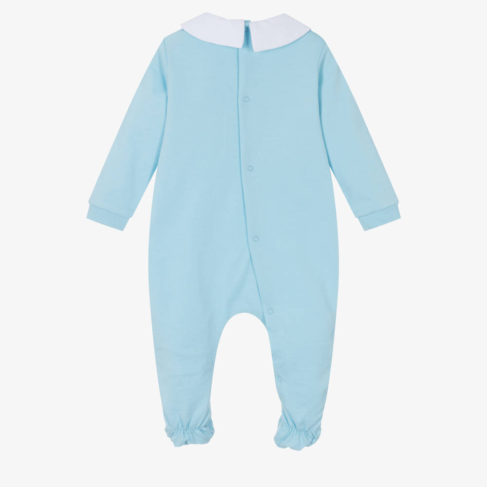 Baby Teddy Bear Cotton Jersey Onesie in Blue - Moschino Kids