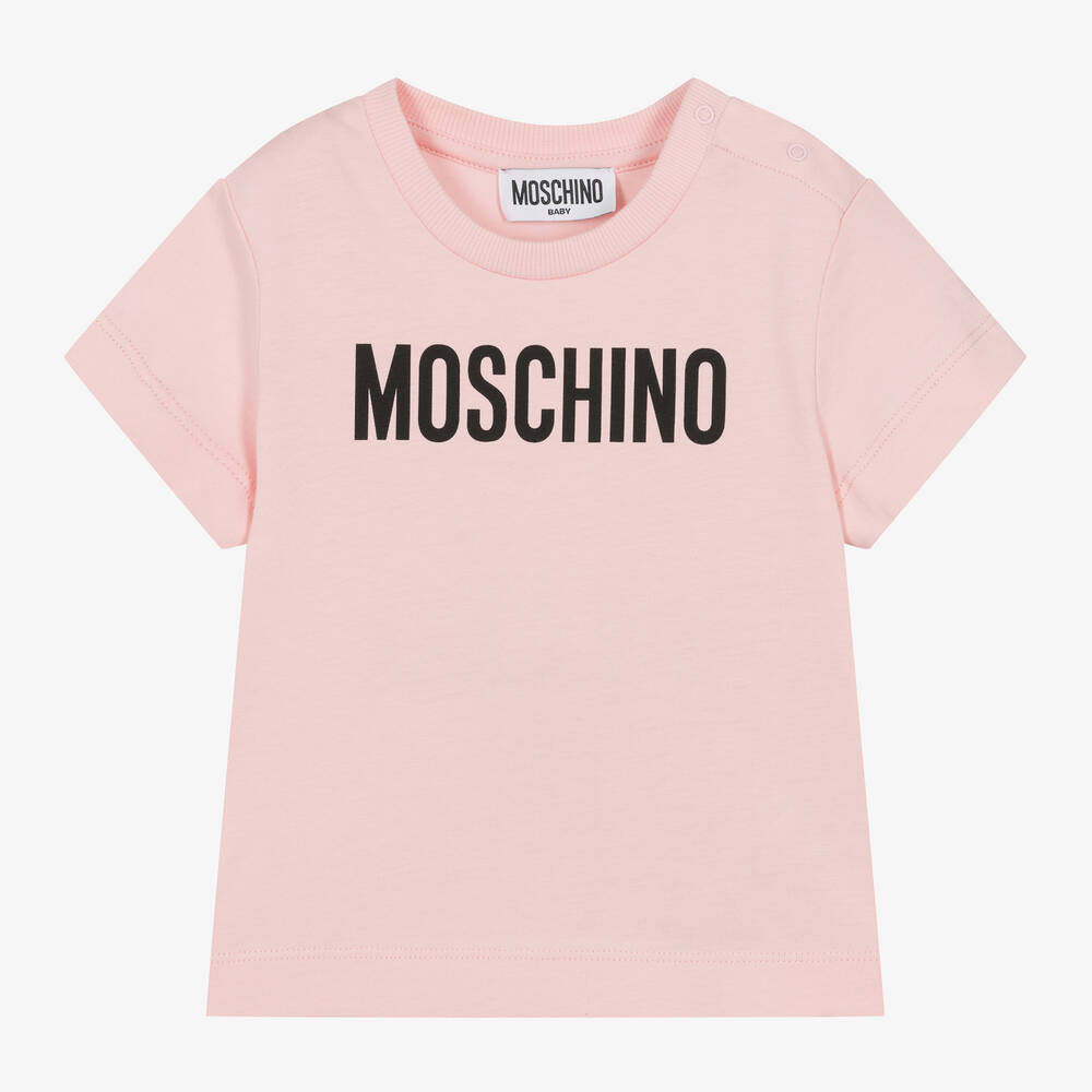 Moschino Baby - تيشيرت قطن جيرسي لون زهري فاتح للأطفال | Childrensalon