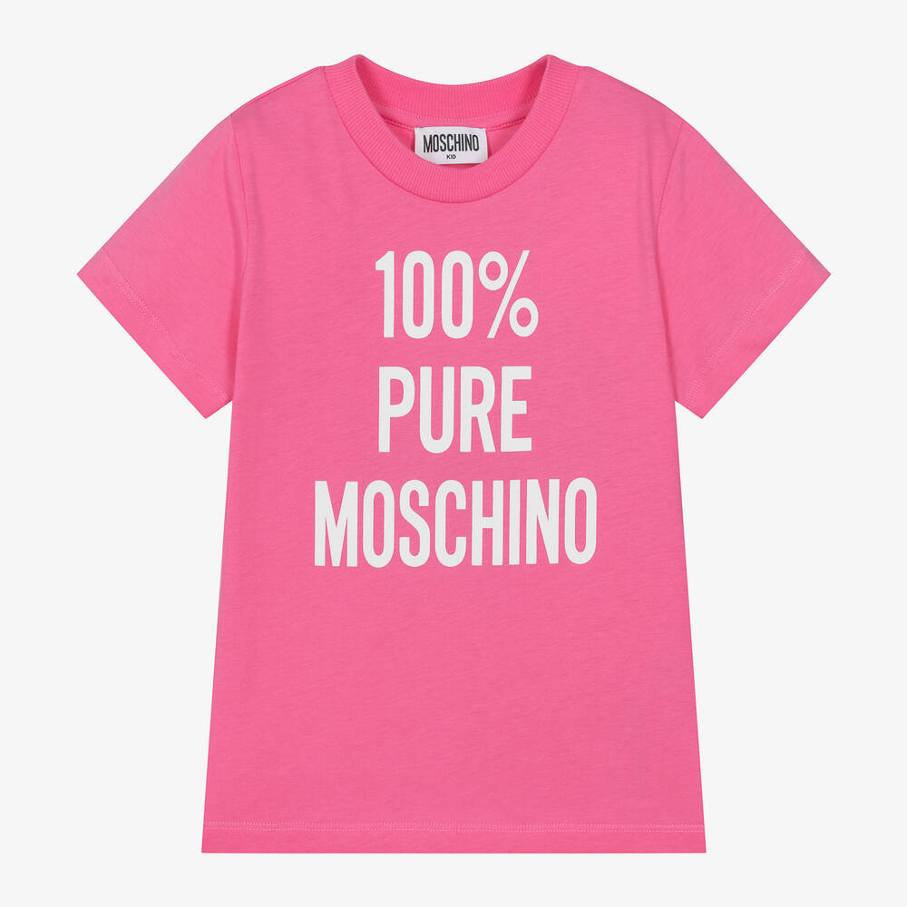 Moschino Kid-Teen - Pink Cotton Slogan T-Shirt | Childrensalon