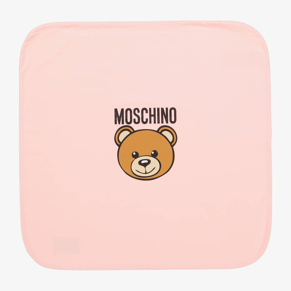 Moschino Baby - Pink Cotton Teddy Bear Blanket (70cm) | Childrensalon
