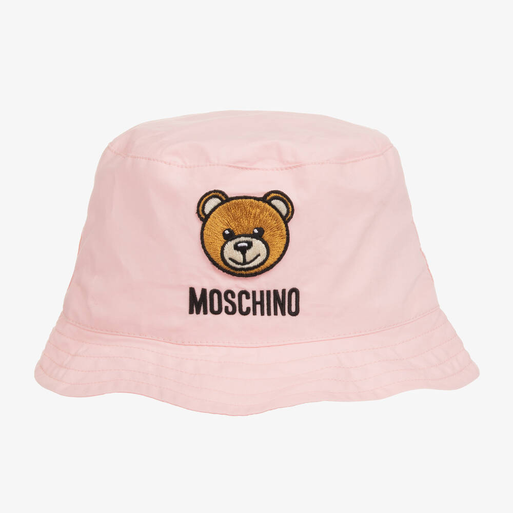 Moschino Baby - Pink Cotton Teddy Bear Bucket Hat | Childrensalon