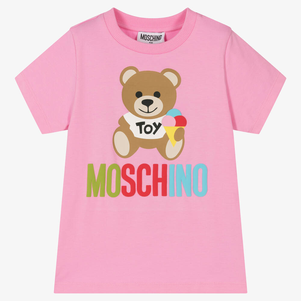 Moschino Kid-teen Babies' Pink Cotton Teddy Bear T-shirt
