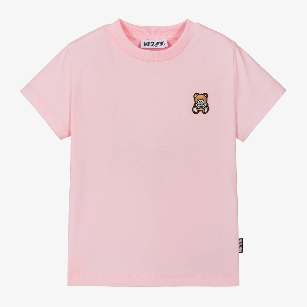 Moschino Kid-Teen - Pink Cotton Teddy Bear T-Shirt | Childrensalon