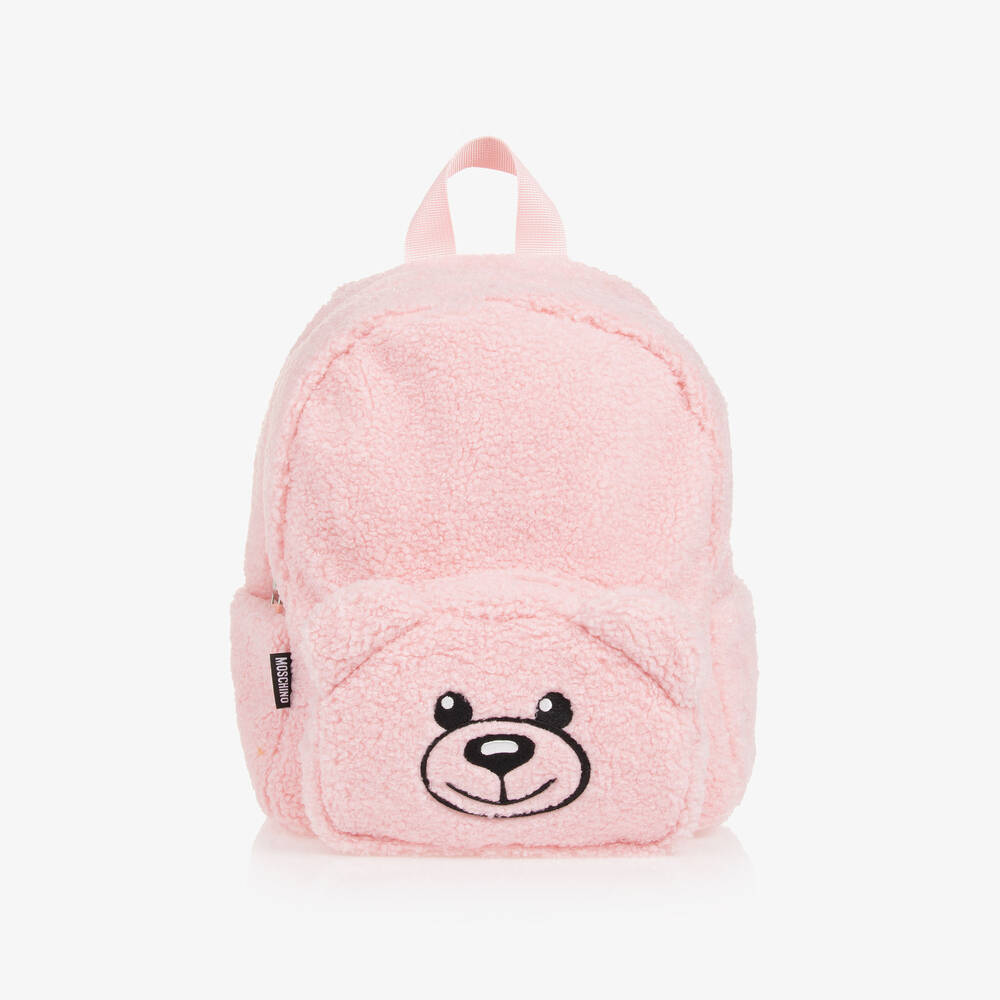 Moschino Baby - Pink Fleece Teddy Bear Backpack (25cm) | Childrensalon