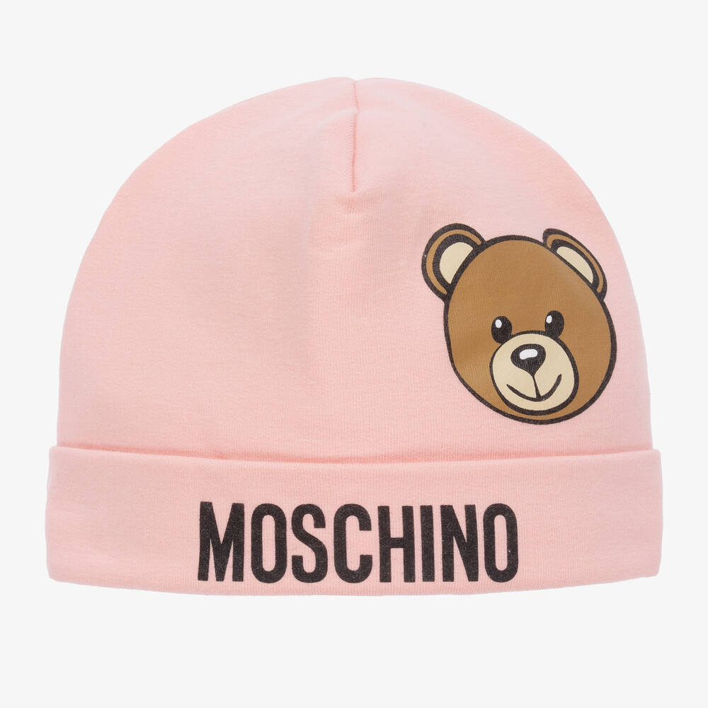 Moschino Baby - قبعة أطفال بناتي بشعار تيدى بير قطن لون زهري | Childrensalon