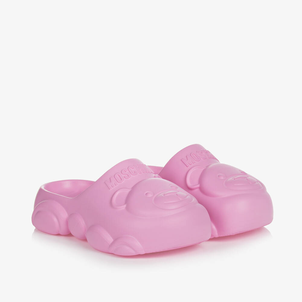 Moschino Kid-Teen - Pink Teddy Bear Clogs | Childrensalon