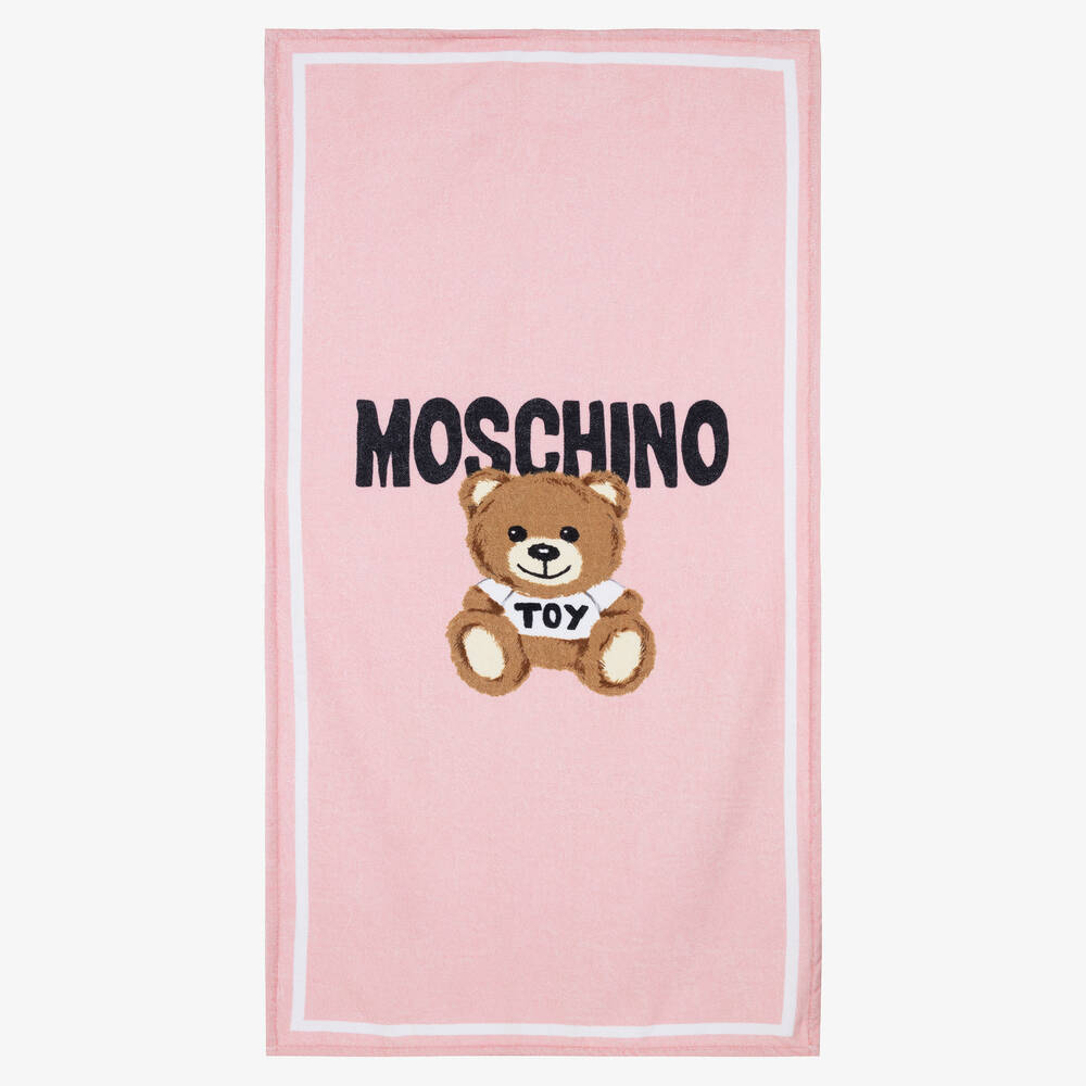 Moschino Kid-Teen - Pink Teddy Bear Cotton Towel (140cm) | Childrensalon
