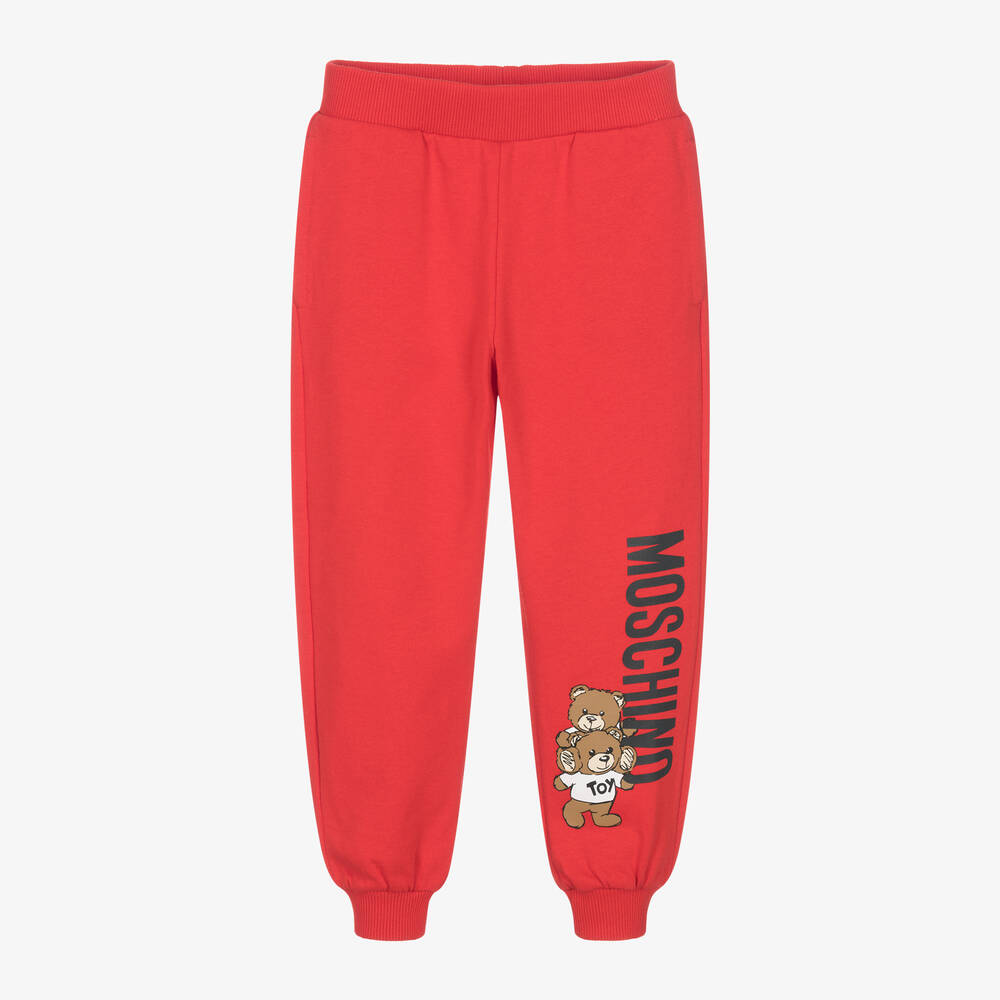 Moschino Kid-Teen - Red Cotton Teddy Bear Joggers | Childrensalon