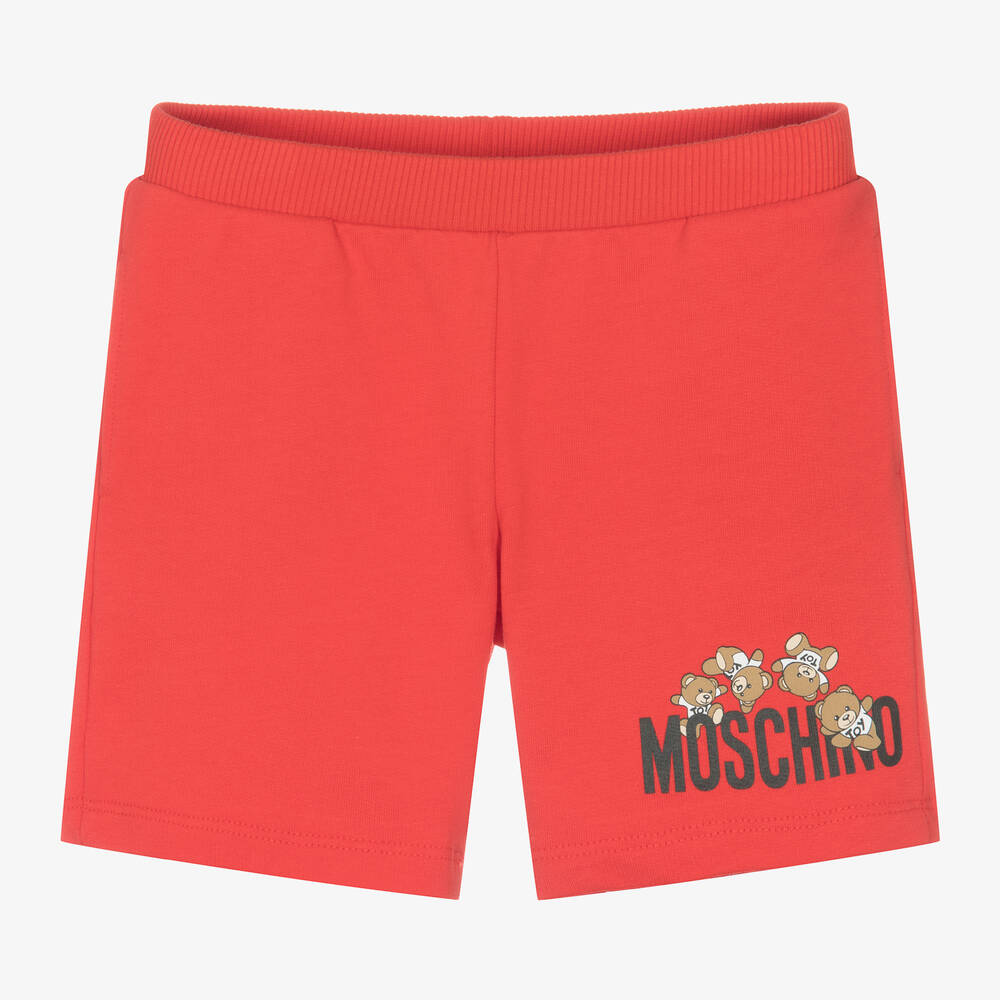 Moschino Baby - شورت بطبعة تيدي بير قطن لون أحمر للأطفال | Childrensalon