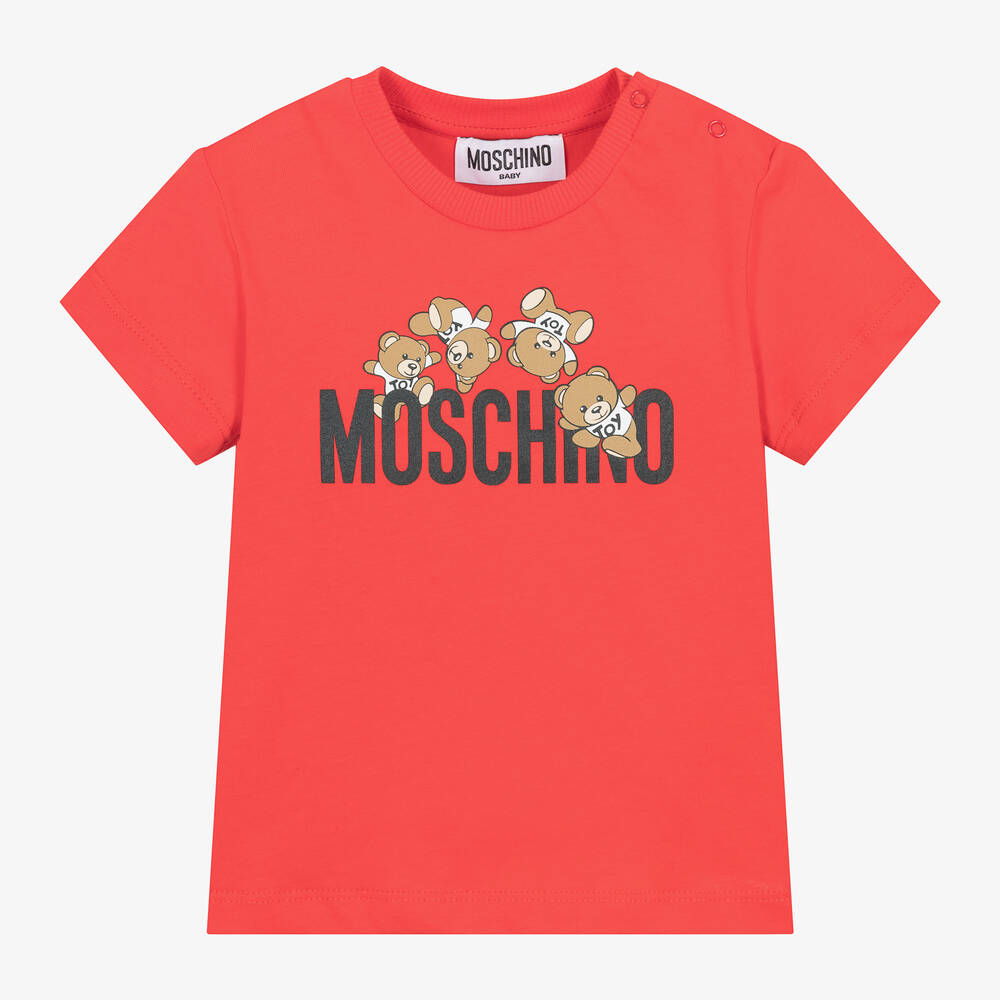 Moschino Baby - تيشيرت بطبعة تيدي بير قطن لون أحمر للأطفال | Childrensalon