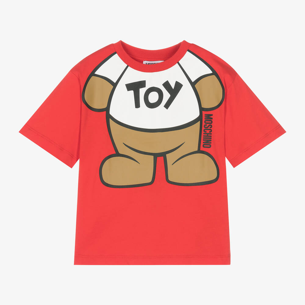 Moschino Kid-Teen - Red Cotton Teddy Bear T-Shirt | Childrensalon