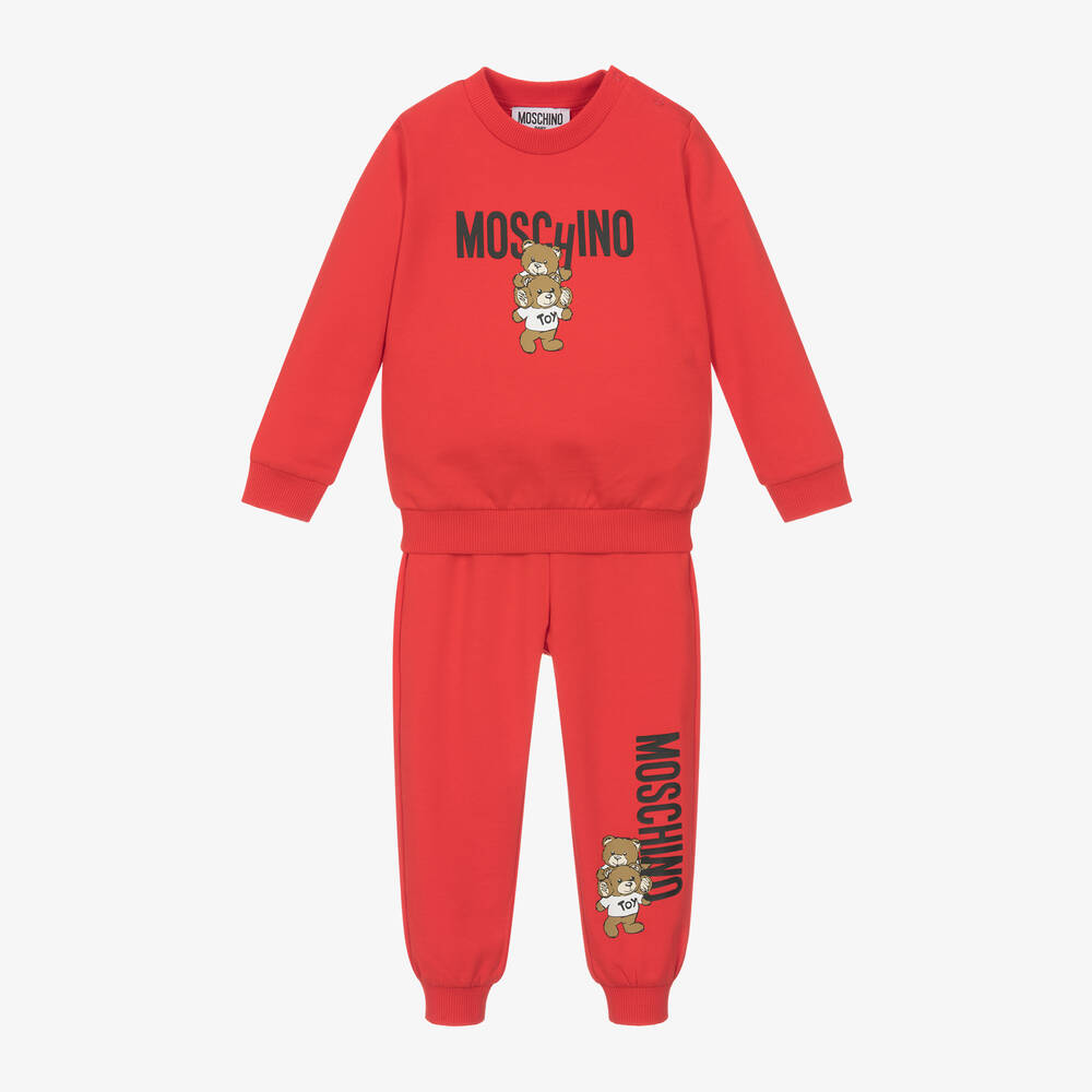 Moschino Baby - Red Cotton Teddy Bear Tracksuit | Childrensalon