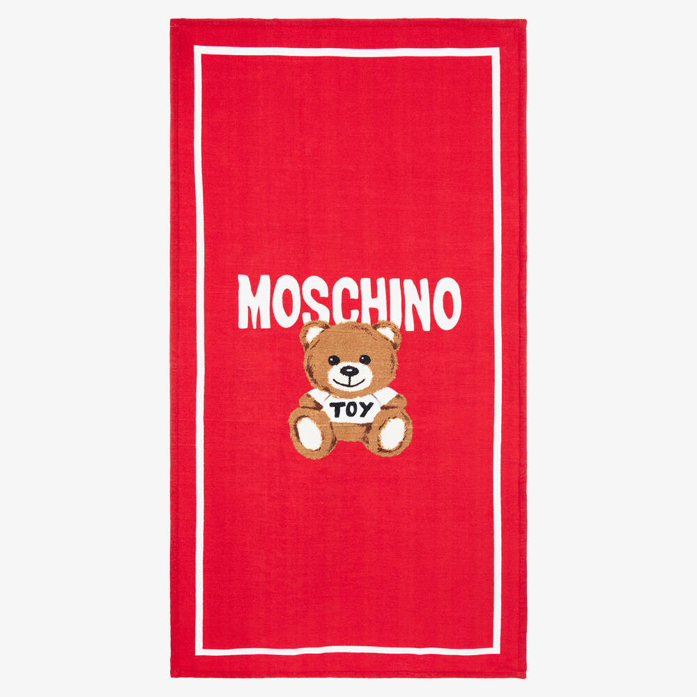 Moschino Kid-Teen - Red Teddy Bear Cotton Towel (140cm) | Childrensalon