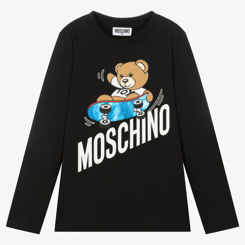 Moschino Kid-teen Teen Black Cotton Skating Teddy Bear Top