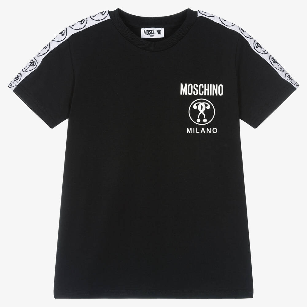 Moschino Kid-Teen - Schwarzes Streifen-Baumwoll-T-Shirt | Childrensalon