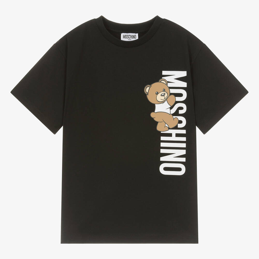 Moschino Kid-Teen - Teen Black Cotton Teddy Bear Maxi T-Shirt | Childrensalon