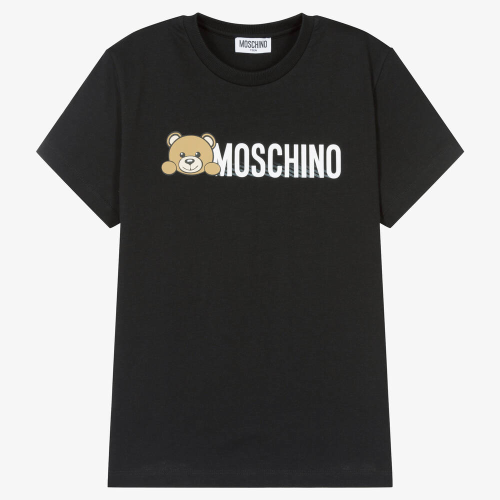 Moschino Kid-teen Teen Black Cotton Teddy Bear T-shirt