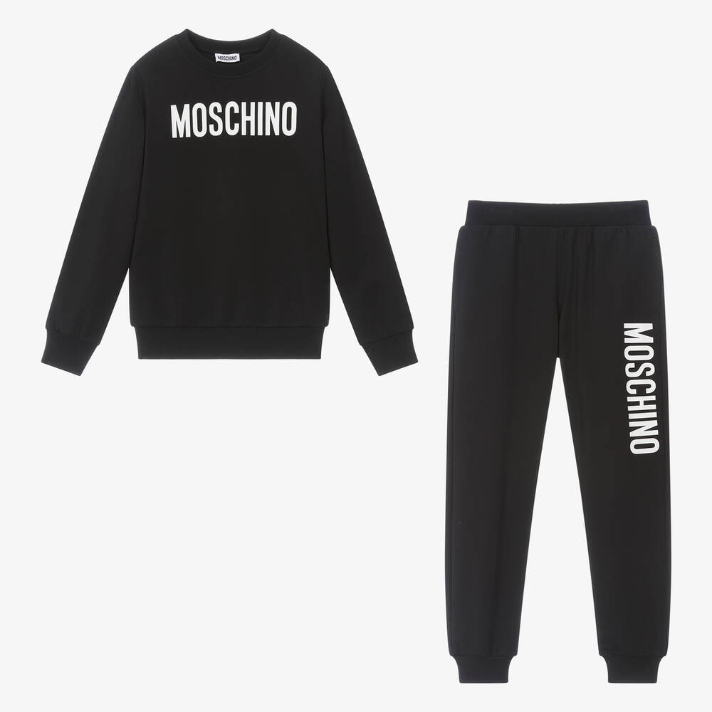 Moschino Kid-Teen - بدلة رياضية قطن جيرسي لون أسود تينز | Childrensalon