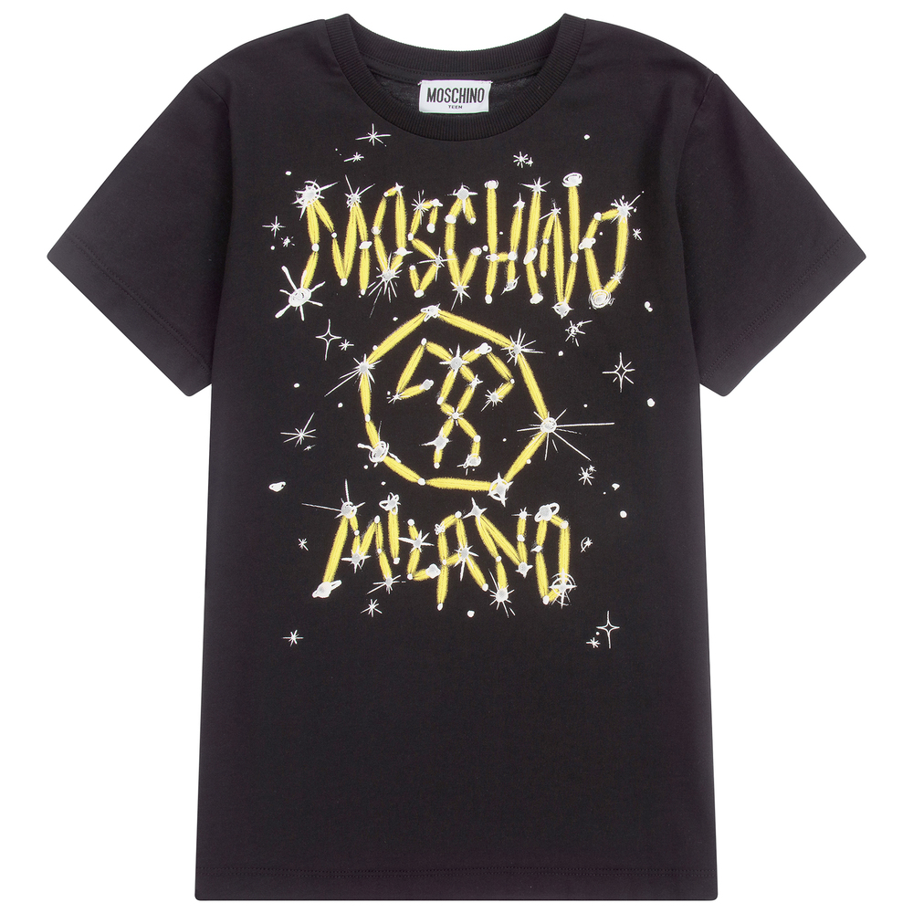 Moschino Kid-teen Boys Teen Black Logo T-shirt