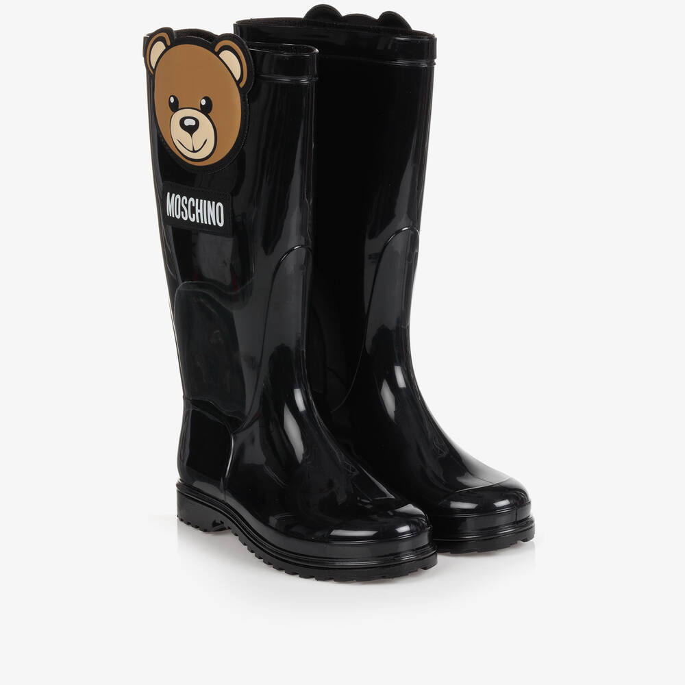 Moschino Kid-Teen - Teen Black Teddy Bear Rain Boots | Childrensalon